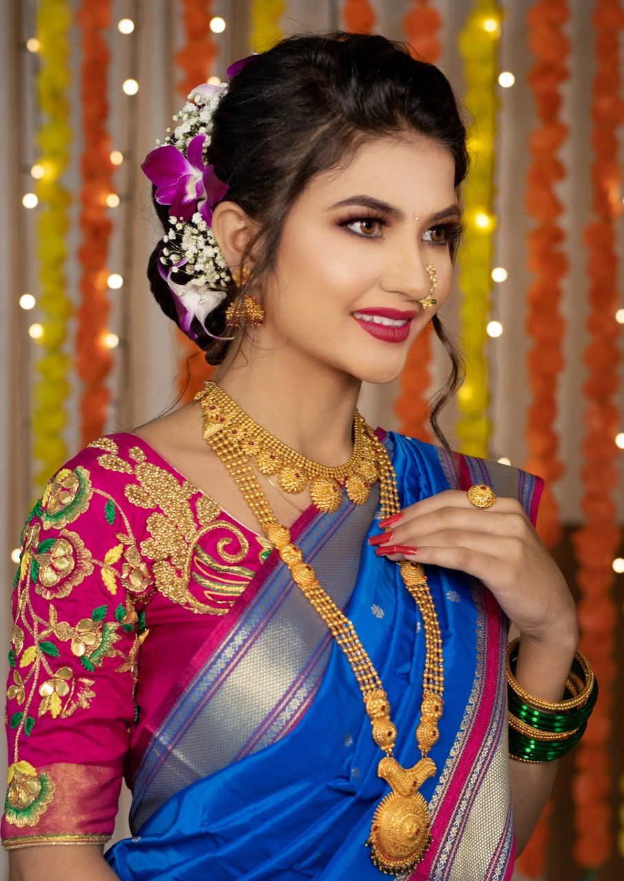 Ekta Gupta on Instagram Makeup Hairstyle by Efferrvescenze paithani  traditional maharashtrian nine  Wedding saree collection Indian  bridal Saree wedding